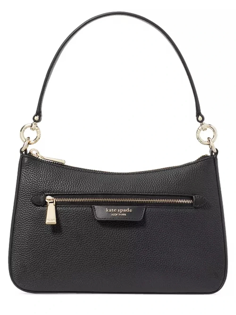 KATE SPADE NY Hudson Small Pebbled Leather Convertible Shoulder Bag- BLACK